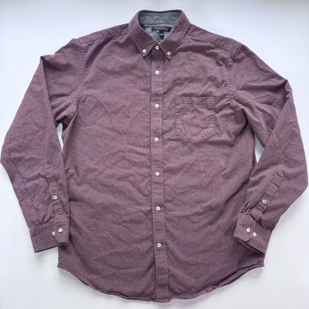 BANANA REPUBLIC Luxe Flannel Slim Fit Shirt Mens Large Red